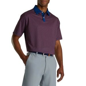 FOOTJOY LISLE CIRCLE PRINT SELF COLLAR POLO SMALL GOLF SHIRT